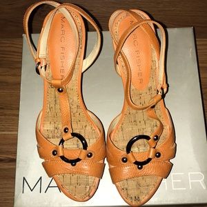 Orange Leather Wedges